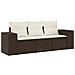 Set Divano da Giardino 3 pz con Cuscini Marrone in Polyrattan - Foto miniatura 1