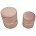 Set 2 Pouf Contenitore Sheffield In Velluto Rosa Con Fascia Dorata Ø37x42 E Ø28x35 Cm - Foto miniatura 2
