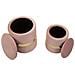 Set 2 Pouf Contenitore Sheffield In Velluto Rosa Con Fascia Dorata Ø37x42 E Ø28x35 Cm - Foto miniatura 4