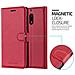 Custodia Compatibile Con Nokia 6 In Rosso Carminio - Coperchio Protettiva Con Chiusura Magnetica, Funzione Stand E Tasca Per Le Carte - Foto miniatura 3
