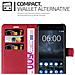 Custodia Compatibile Con Nokia 6 In Rosso Carminio - Coperchio Protettiva Con Chiusura Magnetica, Funzione Stand E Tasca Per Le Carte - Foto miniatura 4