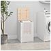 Contenitore Per Bucato Bianco 44x44x66 Cm Legno Massello Pino - Foto miniatura 1