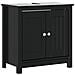 Mobile Lavabo Da Bagno Berg Nero 60x34x59cm Legno Massello Pino - Foto miniatura 2