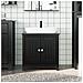 Mobile Lavabo Da Bagno Berg Nero 60x34x59cm Legno Massello Pino - Foto miniatura 1