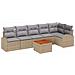 Set di divani da giardino 7 pezzi con cuscini beige in polirattan acacia - Foto miniatura 1
