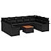 Set Divano da Giardino  10 pezzi con cuscini Nero Polyrattan Acacia, Divano da Giardino 2 posti  con storage e cuscini Nero Polyrattan - Foto miniatura 1