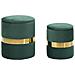 Set 2 Pouf Contenitore Sheffield In Velluto Verde Con Fascia Dorata Ø37x42 E Ø28x35 Cm - Foto miniatura 1