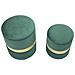 Set 2 Pouf Contenitore Sheffield In Velluto Verde Con Fascia Dorata Ø37x42 E Ø28x35 Cm - Foto miniatura 2