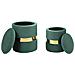 Set 2 Pouf Contenitore Sheffield In Velluto Verde Con Fascia Dorata Ø37x42 E Ø28x35 Cm - Foto miniatura 6