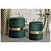 Set 2 Pouf Contenitore Sheffield In Velluto Verde Con Fascia Dorata Ø37x42 E Ø28x35 Cm - Foto miniatura 8