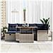 Set Divano da Giardino con cuscino 7 pcs Grigio polyrattan - Foto miniatura 3