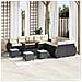 Set di divani da giardino  14 pezzi con cuscini in polyrattan nero e acacia, Set da pranzo da giardino  4 pezzi con cuscini in polyrattan nero e acacia - Foto miniatura 2