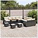 Set di divani da giardino  14 pezzi con cuscini in polyrattan nero e acacia, Set da pranzo da giardino  4 pezzi con cuscini in polyrattan nero e acacia - Foto miniatura 3