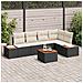 Set Divano da Giardino di 6 Pezzi con Cuscini Nero Polyrattan Acacia - Foto miniatura 2