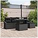 Set di divano da giardino a 6 pezzi con cuscini in polyrattan nero - Foto miniatura 2