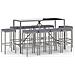Set Bar da Giardino 11 pz con Cuscini in Polyrattan Grigio - Foto miniatura 1