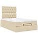 Struttura Letto Pouf con Materasso Crema 120x200 cm in Tessuto - Foto miniatura 6