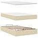 Struttura Letto Pouf con Materasso Crema 120x200 cm in Tessuto - Foto miniatura 8