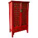 Armadio In Legno Dipinto A Mano, 2 Porte E 2 Cassetti, Rosso 100x57x183 - Foto miniatura 1