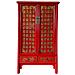 Armadio In Legno Dipinto A Mano, 2 Porte E 2 Cassetti, Rosso 100x57x183 - Foto miniatura 2