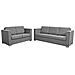 2 Pz Set Di Divani In Stoffa Grigio Chiaro - Foto miniatura 2