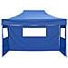 Gazebo Professionale Pieghevole Con 3 Pareti 3x4m Acciaio Blu - Foto miniatura 5