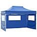 Gazebo Professionale Pieghevole Con 3 Pareti 3x4m Acciaio Blu - Foto miniatura 1