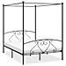 Letto A Baldacchino Grigio In Metallo 160x200 Cm - Foto miniatura 1