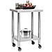 Tavolo Da Lavoro Cucina Con Ruote 60x60x85 Cm In Acciaio Inox - Foto miniatura 2