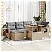 Set Divani Da Giardino 7 Pz Con Cuscini Beige In Polyrattan - Foto miniatura 3