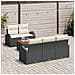 Set Divano da Giardino di 6 Pezzi con Cuscini Nero Polyrattan Acacia - Foto miniatura 3