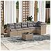 Set Divani da Giardino 7 pz con Cuscini Beige in Polyrattan - Foto miniatura 2