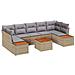 Set Divano da Giardino con cuscino 8 pcs Beige Poly Rattan - Foto miniatura 1