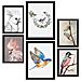 Set Di 6 Stampe Collezioni Di Uccelli Nella Scuola Materna Dipinti Decorativi Estetici Per Il Tuo Soggiorno, Camera Da Letto, Casa A3 & A4 Cornice Nera - Foto miniatura 1