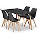 Set tavolo rettangolare VALORA YURO con 4 sedie RIXK nere 120x80 cm - Foto miniatura 1