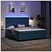 Letto a Sorgente LED Blu Scuro 180 x 200 cm Tessuto - Foto miniatura 5