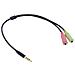 cavo audio sdoppiatore y, jack 3,5mm maschio a 2x jack 3,5mm femmina, tricanale 4pin ctia, dorato, nero, 2m - Foto miniatura 1