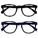 Pop 2 Pack Retro Rotonda Regolare Womens Nero Opaco Blu Uomo Occhiali Da Lettura Primavera Cerniere Rr2-13 100 - Foto miniatura 1