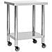 Tavolo Da Lavoro Cucina Con Ruote 80x30x85 Cm In Acciaio Inox - Foto miniatura 1