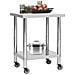 Tavolo Da Lavoro Cucina Con Ruote 80x30x85 Cm In Acciaio Inox - Foto miniatura 2