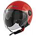 Casco Jet Moto Scooter Ece2205 Certificato Parasole Lunga Visiera Rosso L - Foto miniatura 6