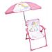 Unicorn Sedia Da Campeggio Pieghevole Con Ombrellone - H. 38,5 X L. 38,5 X P. 37,5 Cm + Ombrellone Ø 65 Cm - Per Bambini - Foto miniatura 1