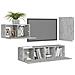 Set di Mobili Porta TV 4 pz Grigio Cemento in Legno Multistrato - Foto miniatura 5