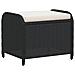 Sgabello Giardino con Cuscino Nero 58x46x46 cm in Polyrattan - Foto miniatura 1