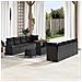 Set di divani da giardino da 11 pezzi con cuscini in polyrattan nero e acacia,  Divano da giardino 2 posti con cuscini in polyrattan nero,  Set di pranzo da giardino da 3 pezzi con cuscini in polyrattan nero e acacia - Foto miniatura 2
