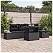 Set Divano da Giardino di 6 Pezzi con Cuscini Nero Rattan Polietilene - Foto miniatura 2