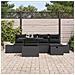 Set Divano da Giardino di 6 Pezzi con Cuscini Nero Rattan Polietilene - Foto miniatura 3