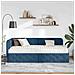 Cornice del letto ad angolo Blu 100 x 200 cm Tessuto - Foto miniatura 4