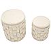 Set 2 Pouf Contenitore Shanty In Velluto Crema Con Fascia Dorata Ø37x42 E Ø28x35 Cm - Foto miniatura 2