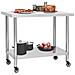 Tavolo Da Lavoro Cucina Con Ruote 100x45x85 Cm In Acciaio Inox - Foto miniatura 2